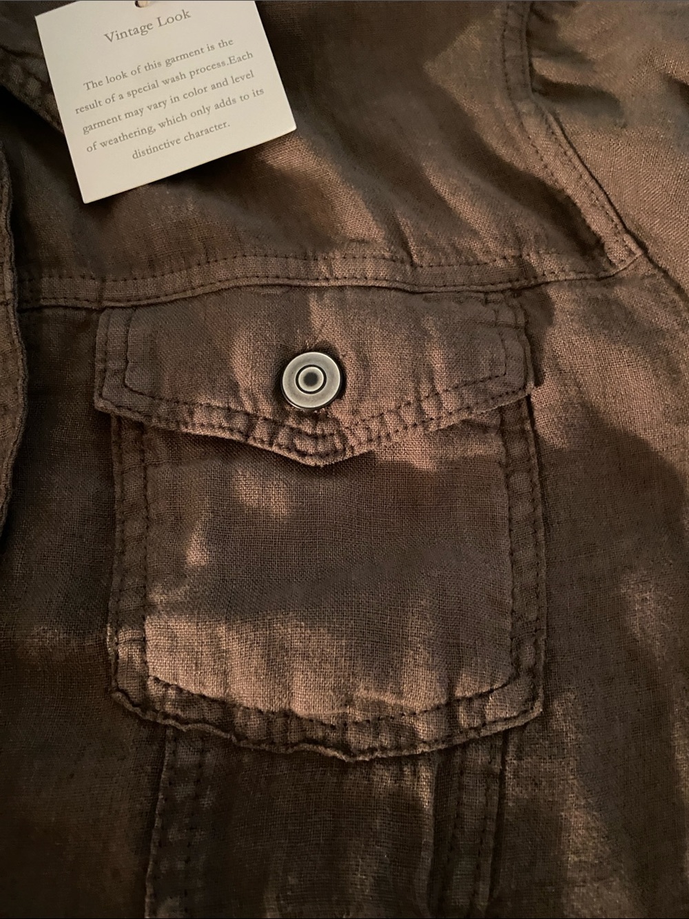 Olive Brown Linen Jean Jacket - Picture 11 of 12